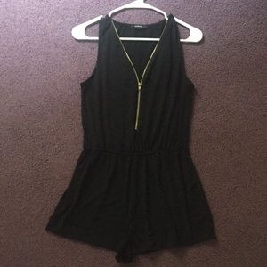 Black romper w/ gold zipper